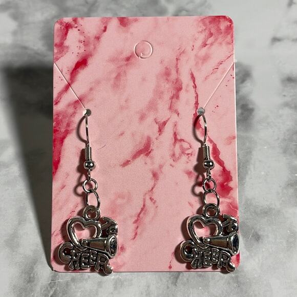 Handcrafted Silver Love To Cheer Dangle Earrings - Picture 1 of 6
